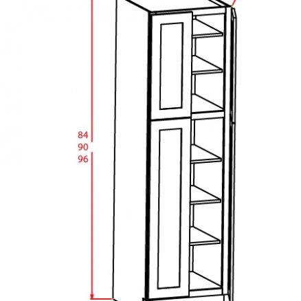 U249024 Wall Pantry Cabinet 24 inch by 90 inch by 24 inch Cambridge Antique White