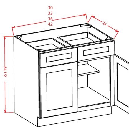 SW-SB30 - Sink Base - 30 inch - Shaker White Base Cabinets