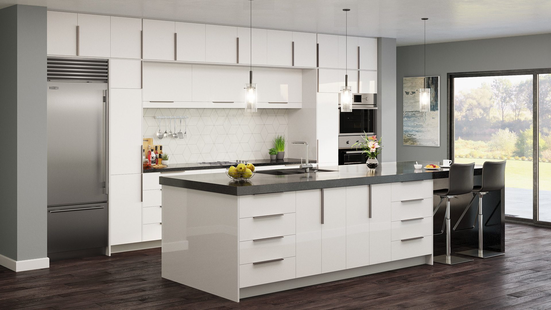 frameless kitchen cabinet layout wall clearance door