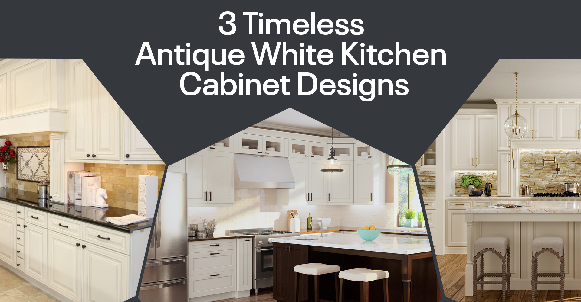 antique white kitchen cabinets with black appliances